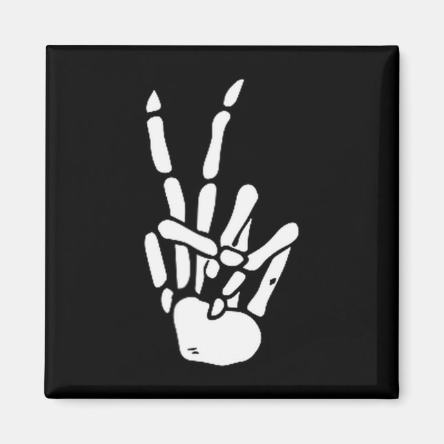 Skeleton Hand Peace Sign Bone  Magnet (Framsidan)