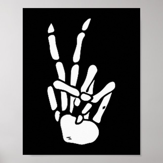 Skeleton Hand Peace Sign Bone  Poster (Framsidan)