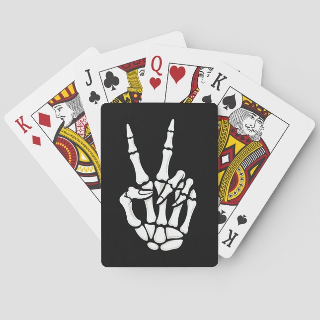 Skeleton Hand Peace Sign Cool Halloween Casinokort (Baksidan)
