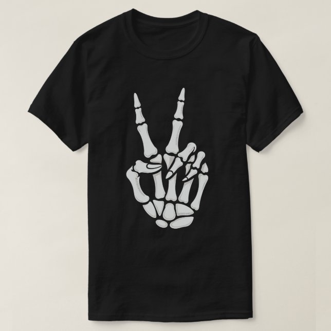 Skeleton Hand Peace Sign Cool Halloween T Shirt (Design framsida)