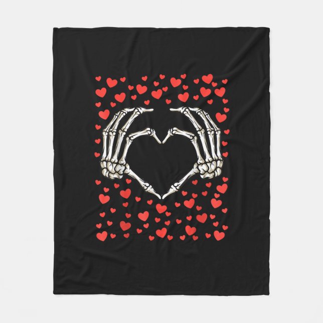 Skeleton Hand Red Heart Birthday Valentines day Fleecefilt (Framsidan)