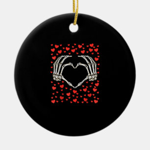 Skeleton Hand Red Heart Birthday Valentines day Julgransprydnad Keramik