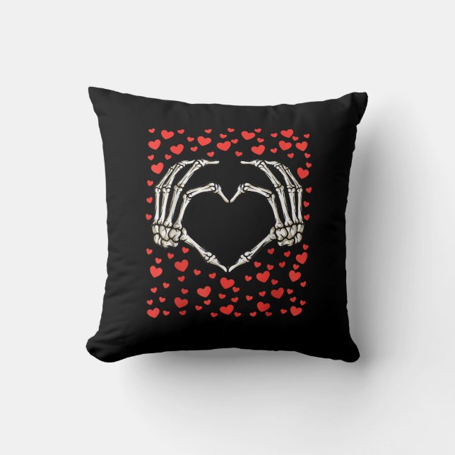 Skeleton Hand Red Heart Birthday Valentines day Kudde (Framsida)