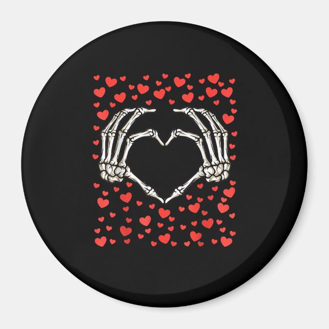 Skeleton Hand Red Heart Birthday Valentines day Magnet (Framsidan)