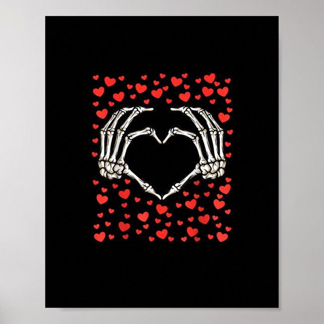 Skeleton Hand Red Heart Birthday Valentines day Poster (Framsidan)