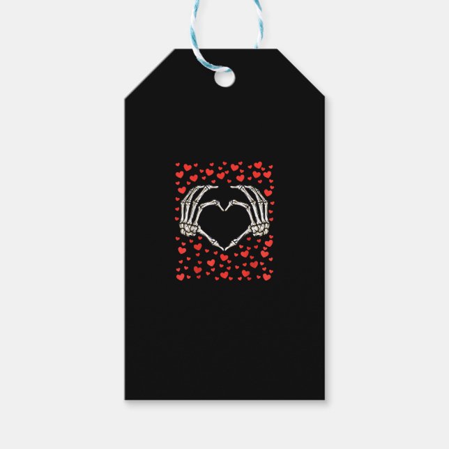 Skeleton Hand Red Heart Birthday Valentines day Presentetikett (Framsidan)