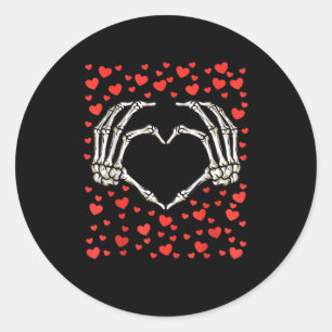 Skeleton Hand Red Heart Birthday Valentines day Runt Klistermärke