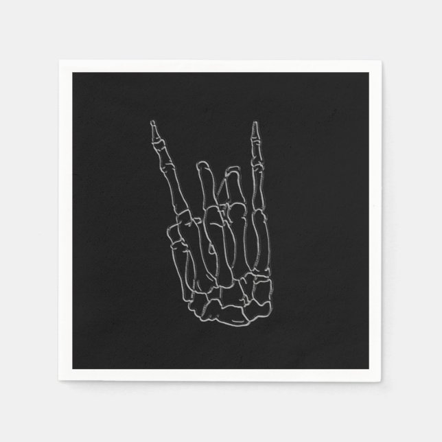 Skeleton Hand Rockstjärna Black Födelsedagsfest Pappersservett (Framsidan)