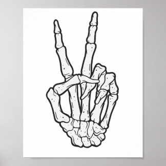 Skeleton-hand-skapar fredstecken poster