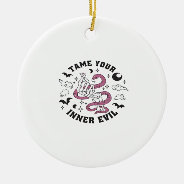 Skeleton Hand Skapar Heart Julgransprydnad Keramik (Framsidan)