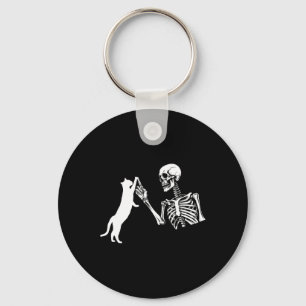 Skeleton Hand spelar Cat Funny Halloween Costume Nyckelring