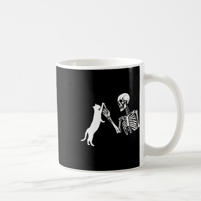 Skeleton Hand spelar upp katt Roligt Halloween Cos Kaffemugg (Höger)