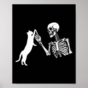 Skeleton Hand spelar upp katt Roligt Halloween Cos Poster