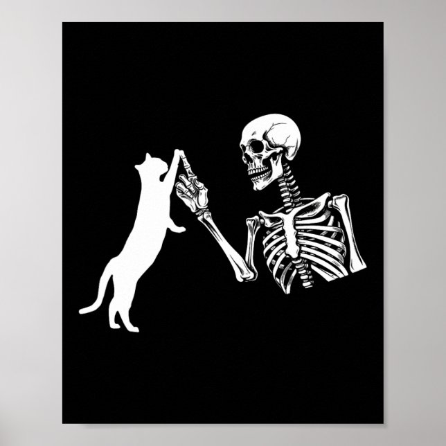 Skeleton Hand spelar upp katt Roligt Halloween Cos Poster (Framsidan)