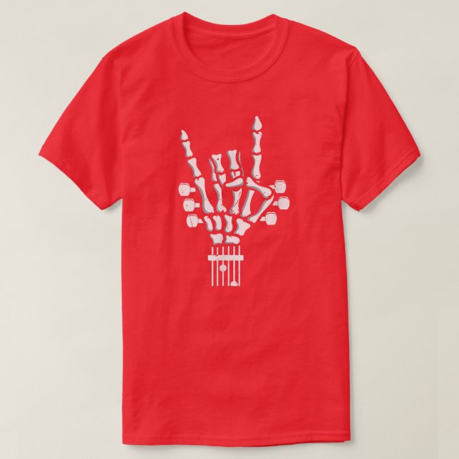 Skeleton Hand Sten Guitar Punk Bass 2861 T Shirt (Design framsida)