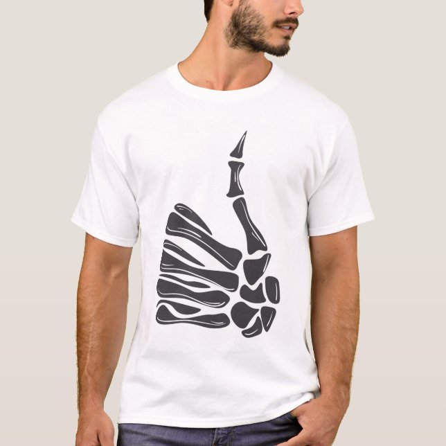 Skeleton Hand Thumbs Up T-Shir T Shirt (Framsida)