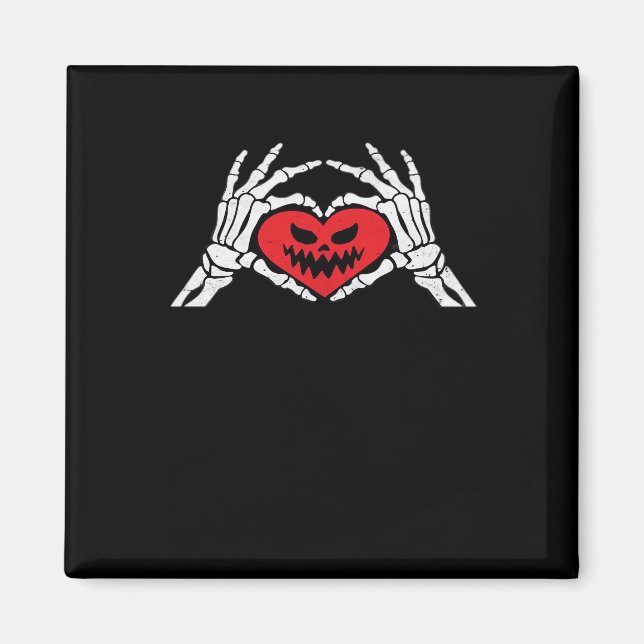 Skeleton Händer A Heart Spooky Halloween Magnet (Framsidan)