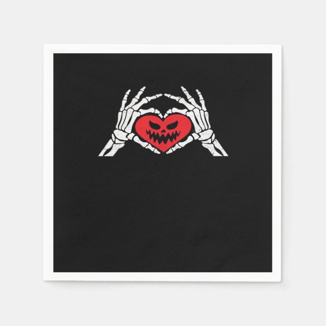 Skeleton Händer A Heart Spooky Halloween Pappersservett (Framsidan)