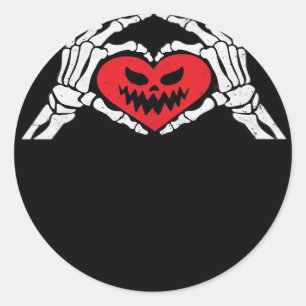 Skeleton Händer A Heart Spooky Halloween Runt Klistermärke