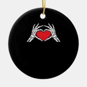 Skeleton Händer A Red Heart Classic Julgransprydnad Keramik