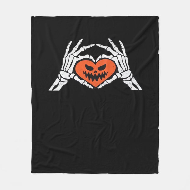 Skeleton Händer A Spooky Halloween Heart Classic Fleecefilt (Framsidan)
