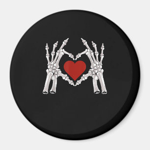 Skeleton Händer bildar ett hjärta med rött hjärta Magnet