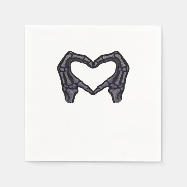 Skeleton Händer bildar ett hjärta Pappersservett (Framsidan)