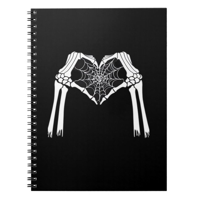 Skeleton Händer Cobweb Heart (Vit) Classic Anteckningsbok (Framsidan)