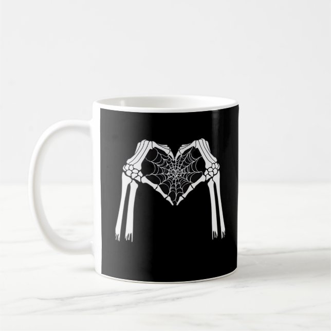 Skeleton Händer Cobweb Heart (Vit) Classic Kaffemugg (Vänster)