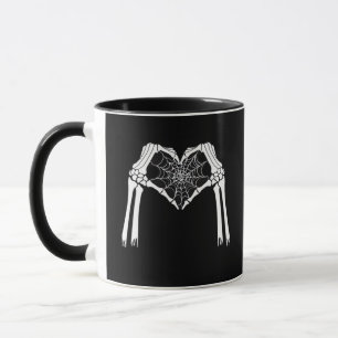 Skeleton Händer Cobweb Heart (Vit) Classic Mugg