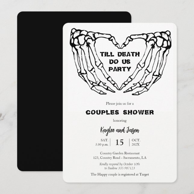 Skeleton Händer Fall Par Shower-inbjudan Inbjudningar (Fram/baksida)