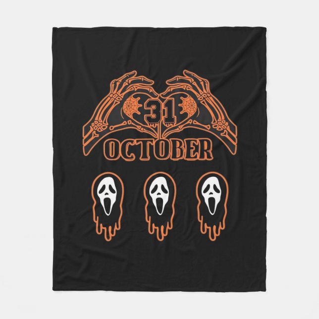 Skeleton Händer för Classic Halloween Fleecefilt (Framsidan)