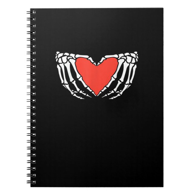 Skeleton Händer Forming Heart - Creepy Gothic Hall Anteckningsbok (Framsidan)