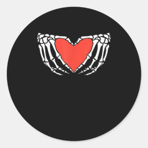Skeleton Händer Forming Heart - Creepy Gothic Hall Runt Klistermärke