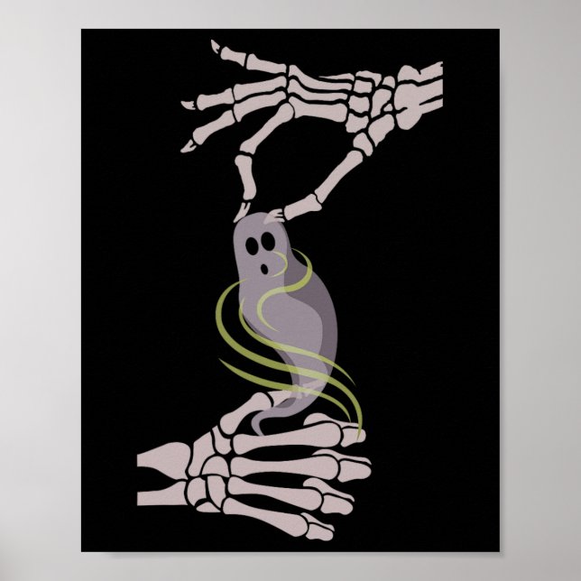 Skeleton Händer Ghost Spooky Halloween Poster (Framsidan)