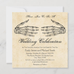 Skeleton Händer Gothic Wedding bjudande Inbjudningar