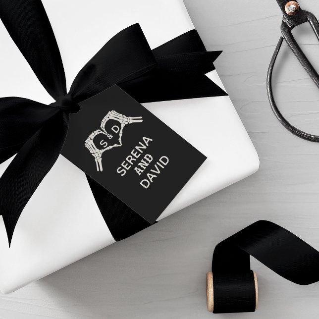 Skeleton Händer Heart Bröllop Presentetikett (Skapare uppladdad)