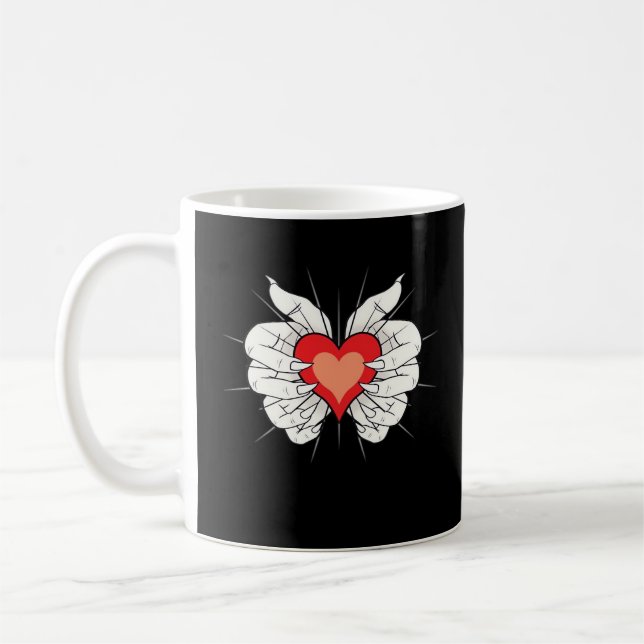 Skeleton Händer Heart Classic Kaffemugg (Vänster)