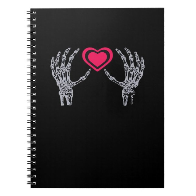 Skeleton Händer Heart Cute Anteckningsbok (Framsidan)