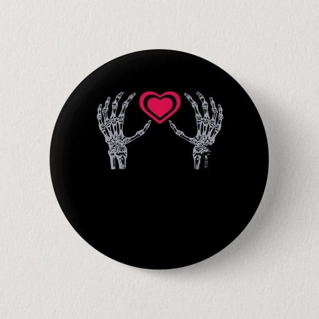Skeleton Händer Heart Cute Knapp (Framsida)