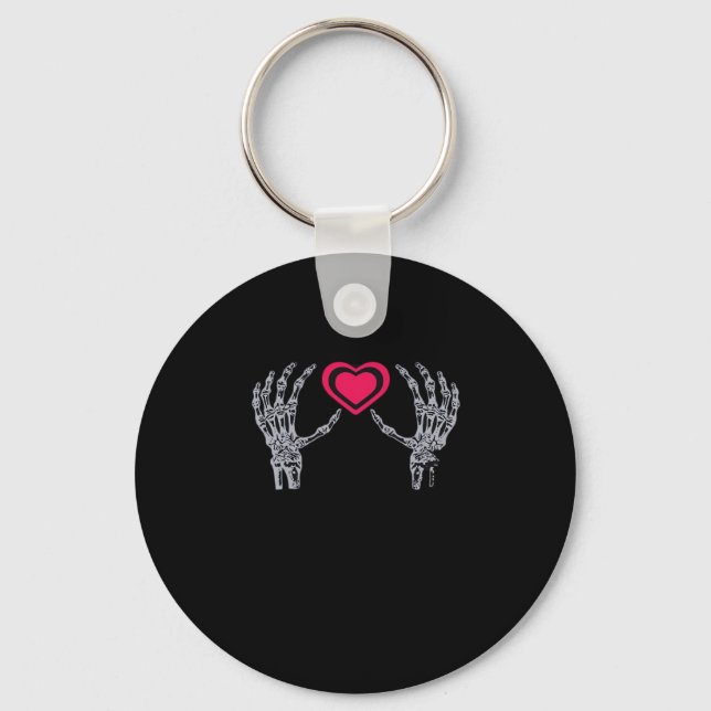 Skeleton Händer Heart Cute Nyckelring (Framsida)