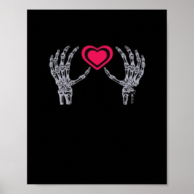 Skeleton Händer Heart Cute Poster (Framsidan)