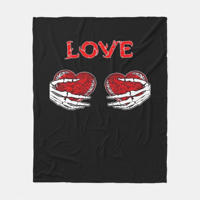 Skeleton Händer Heart Funny Design Fleecefilt (Framsidan)