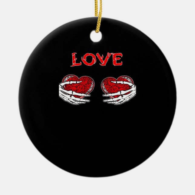 Skeleton Händer Heart Funny Design Julgransprydnad Keramik (Framsidan)