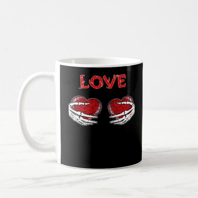Skeleton Händer Heart Funny Design Kaffemugg (Vänster)