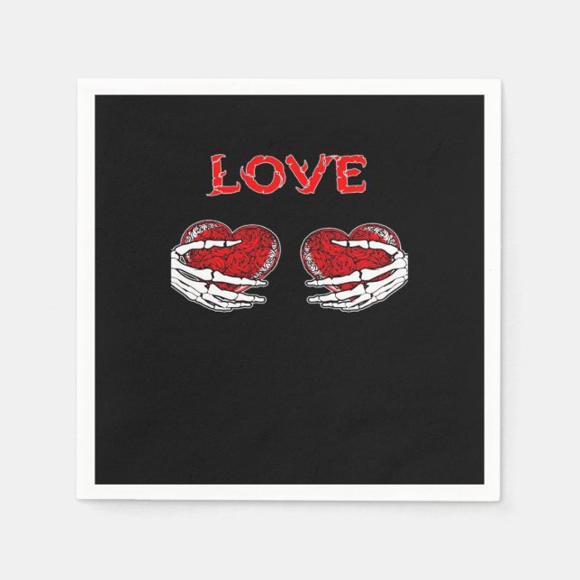 Skeleton Händer Heart Funny Design Pappersservett (Framsidan)