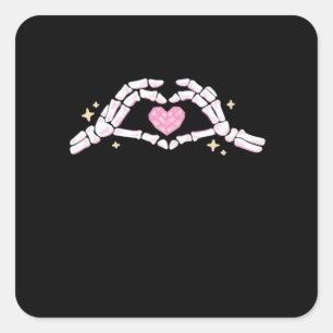 Skeleton Händer Heart Funny Fyrkantigt Klistermärke