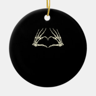 Skeleton Händer Heart Funny Halloween Manar Kvinno Julgransprydnad Keramik