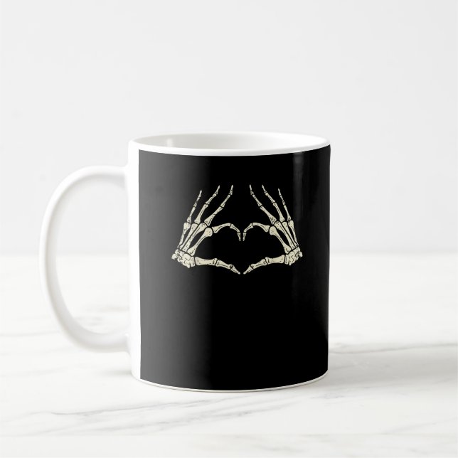 Skeleton Händer Heart Funny Halloween Manar Kvinno Kaffemugg (Vänster)