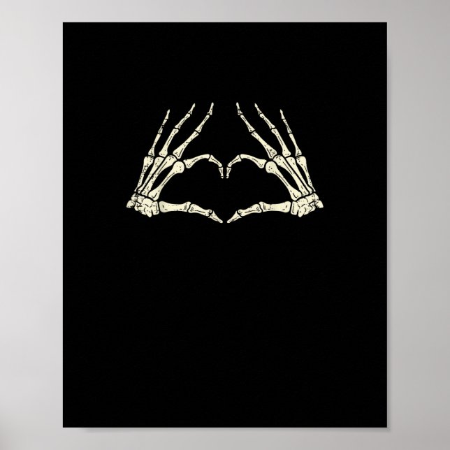 Skeleton Händer Heart Funny Halloween Manar Kvinno Poster (Framsidan)